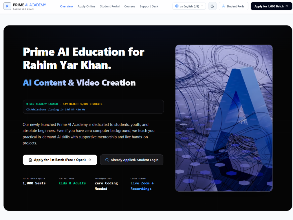 Screenshot of Prime AI Academy
